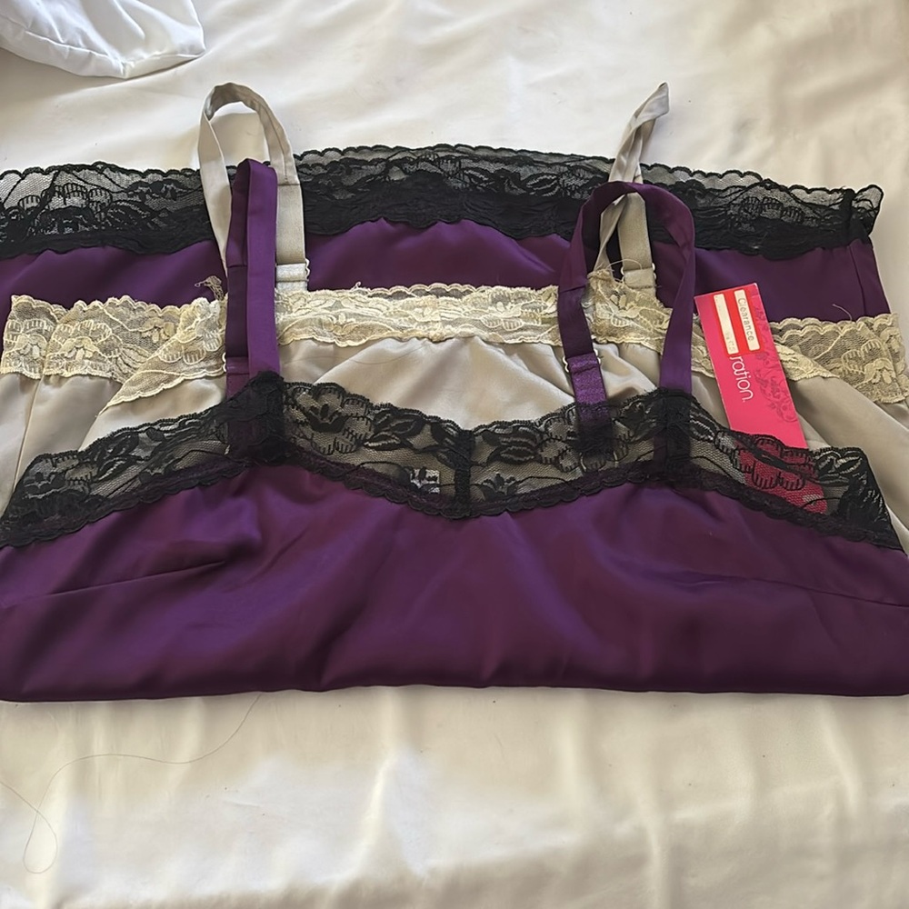 2 -NWT- Satin Camisole purple and gray bundle